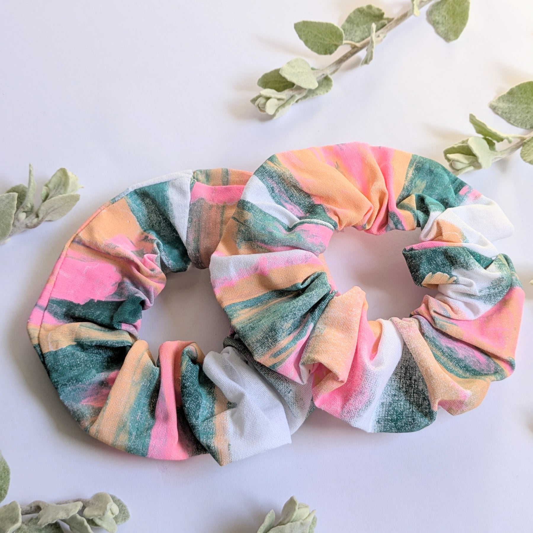 Hand Printed Fabric Scrunchies