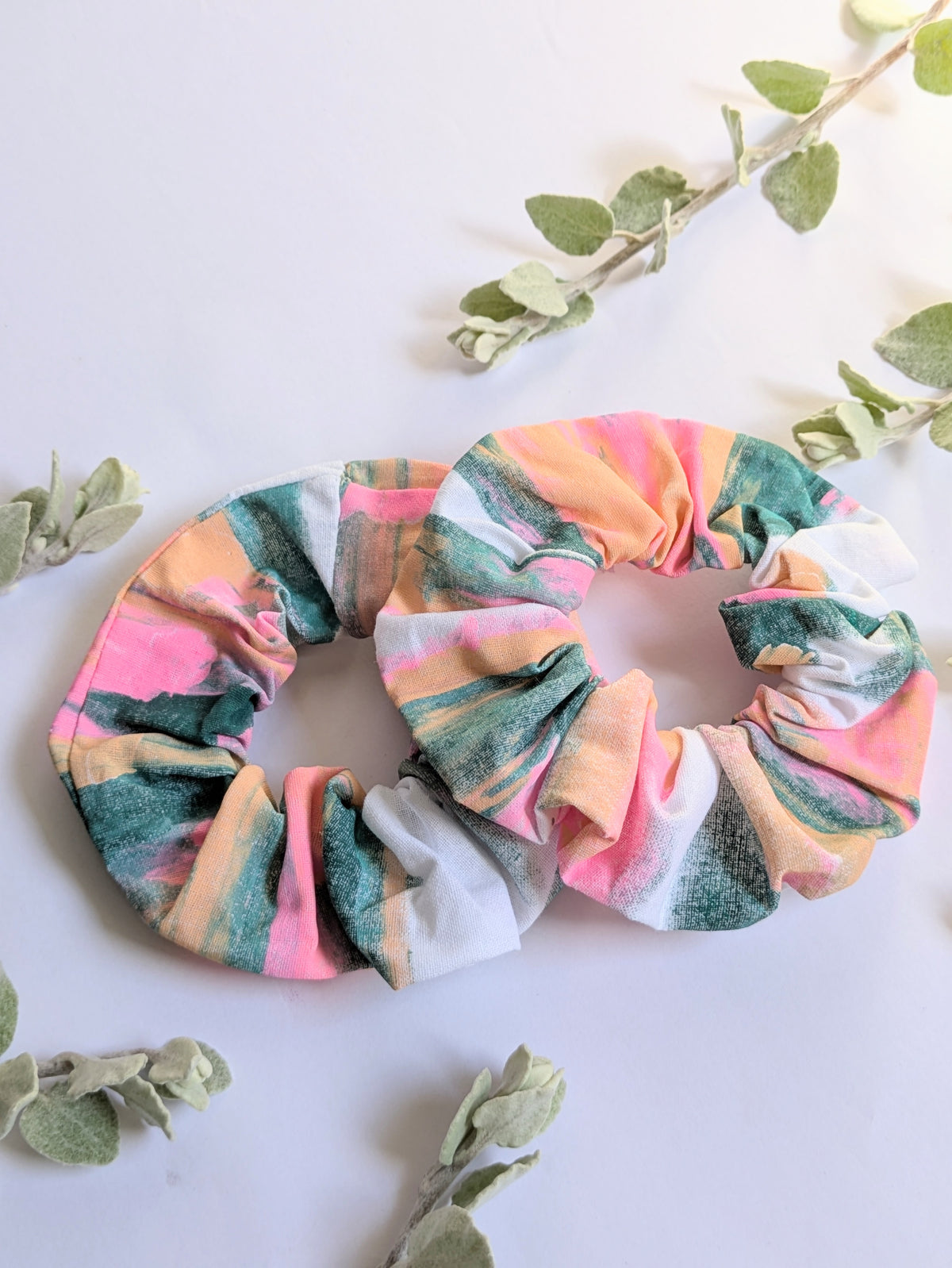 Hand Printed Fabric Scrunchies
