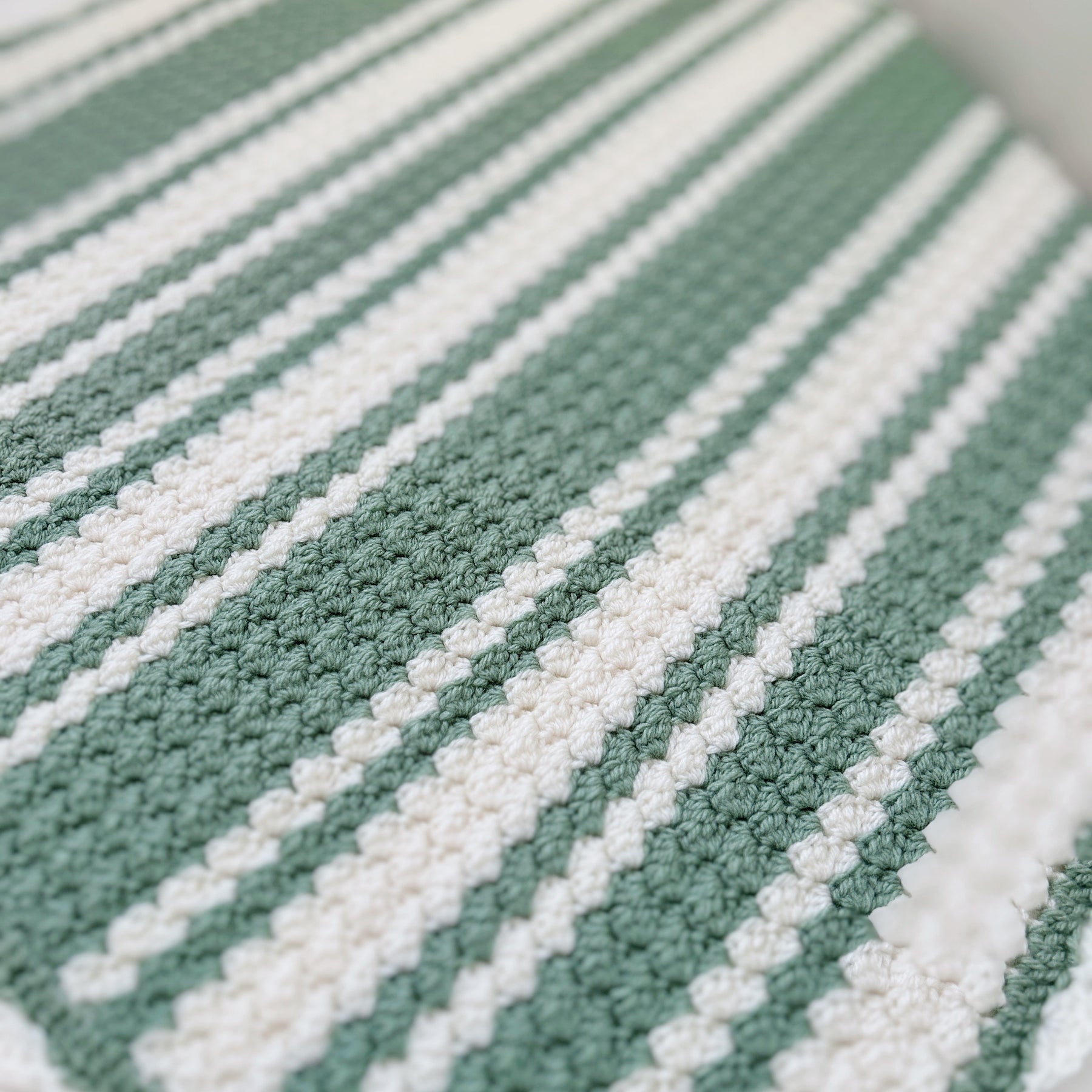 Handmade Crochet Baby Blanket - Sage & Cream - Made to Order