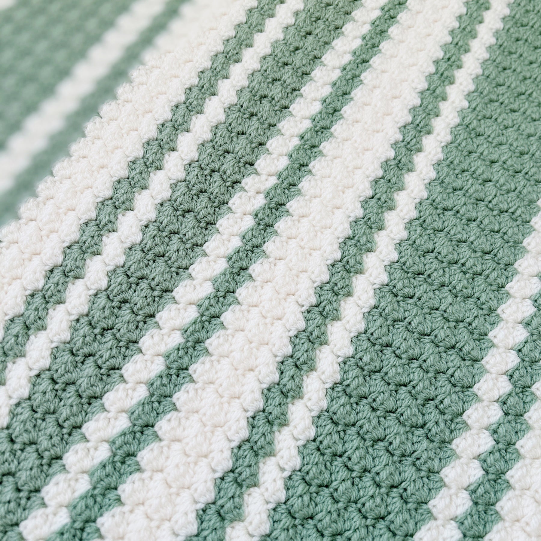 Handmade Crochet Baby Blanket - Sage & Cream - Made to Order