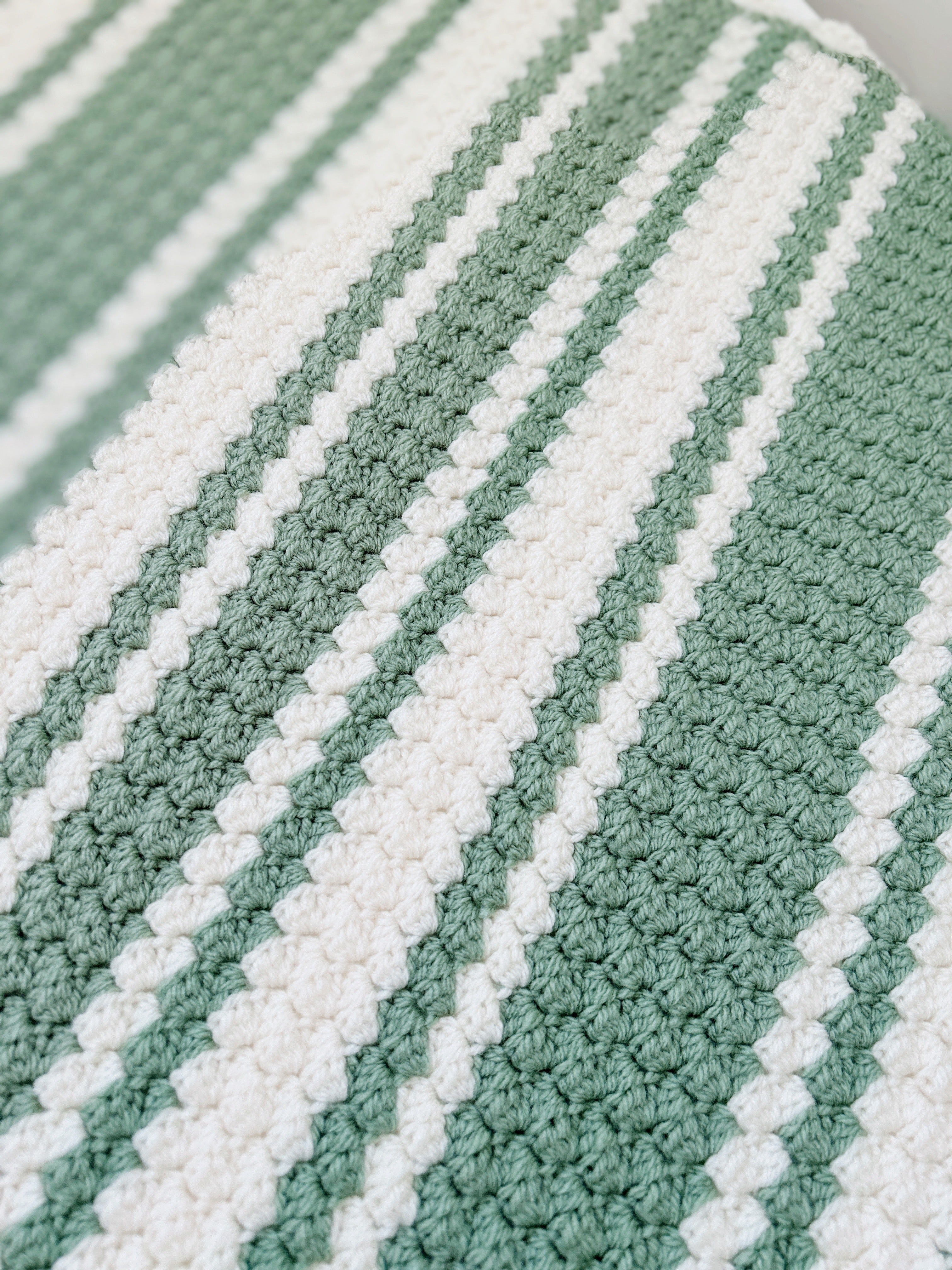 Handmade Crochet Baby Blanket - Sage & Cream - Made to Order