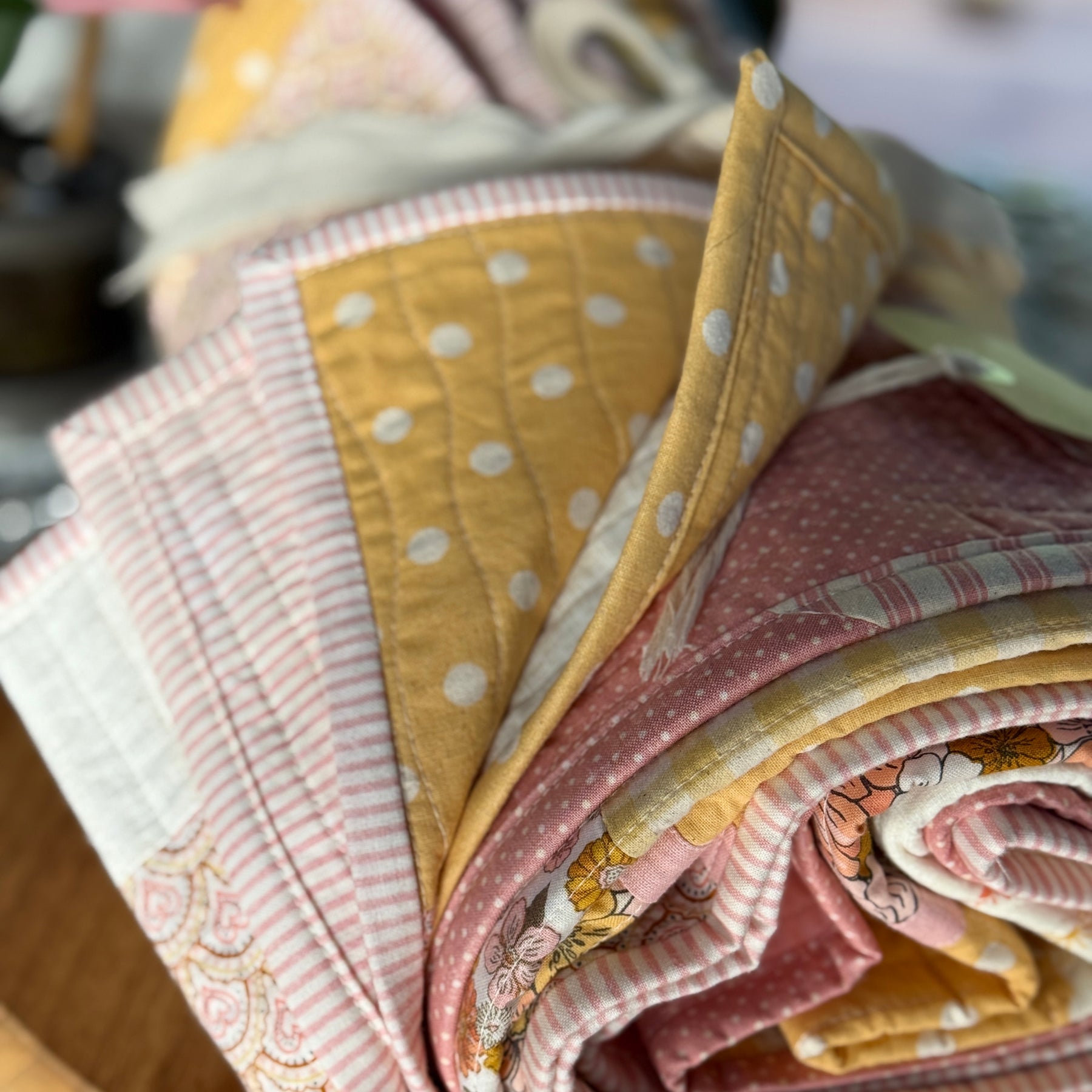 Blossom Patchwork Quilt: Reversible Pastel Design