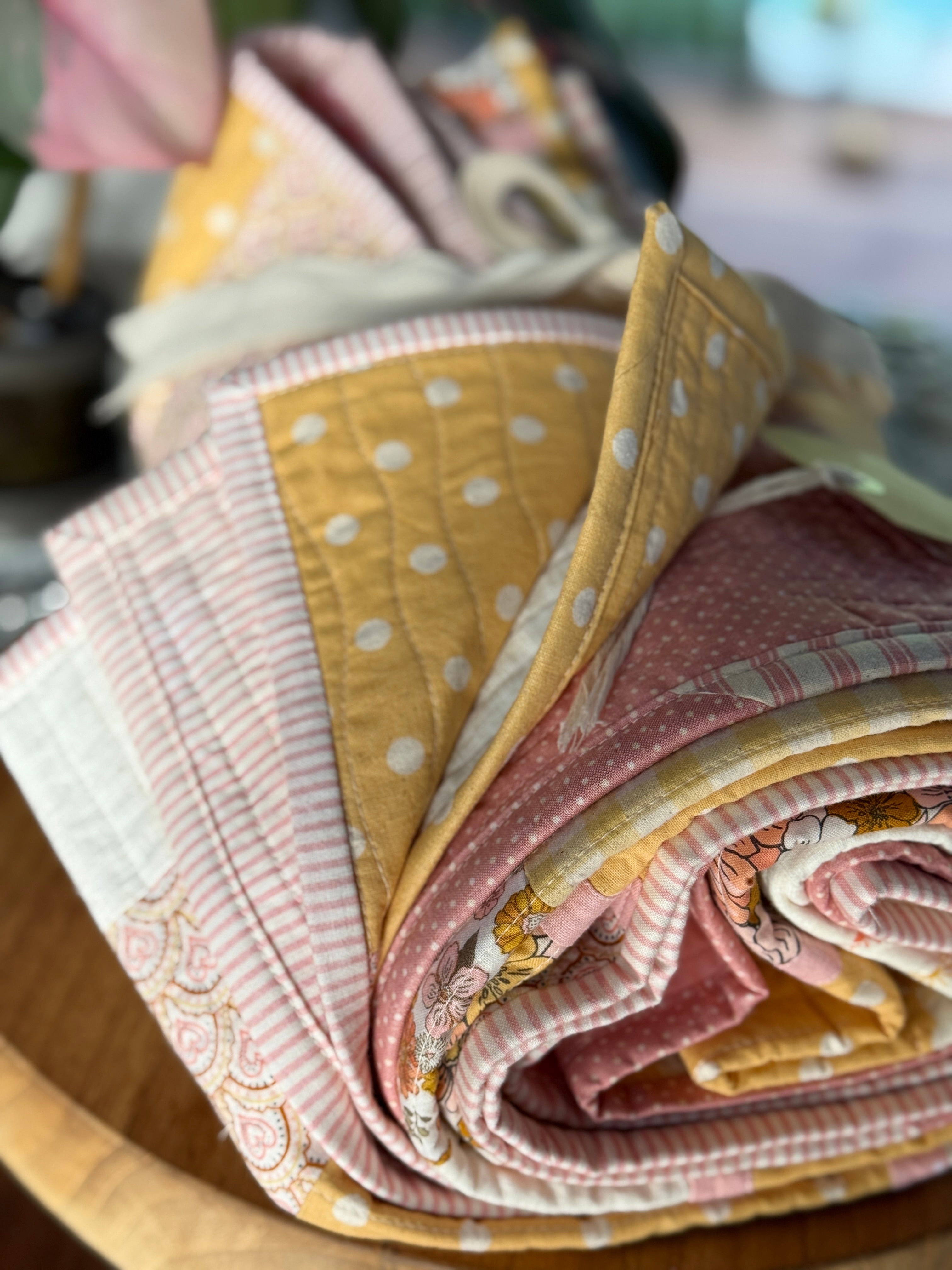 Blossom Patchwork Quilt: Reversible Pastel Design