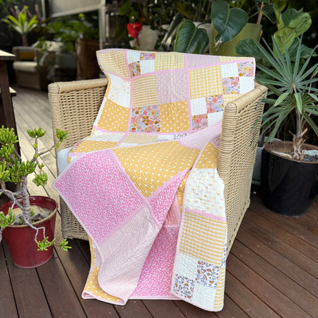 Blossom Patchwork Quilt: Reversible Pastel Design