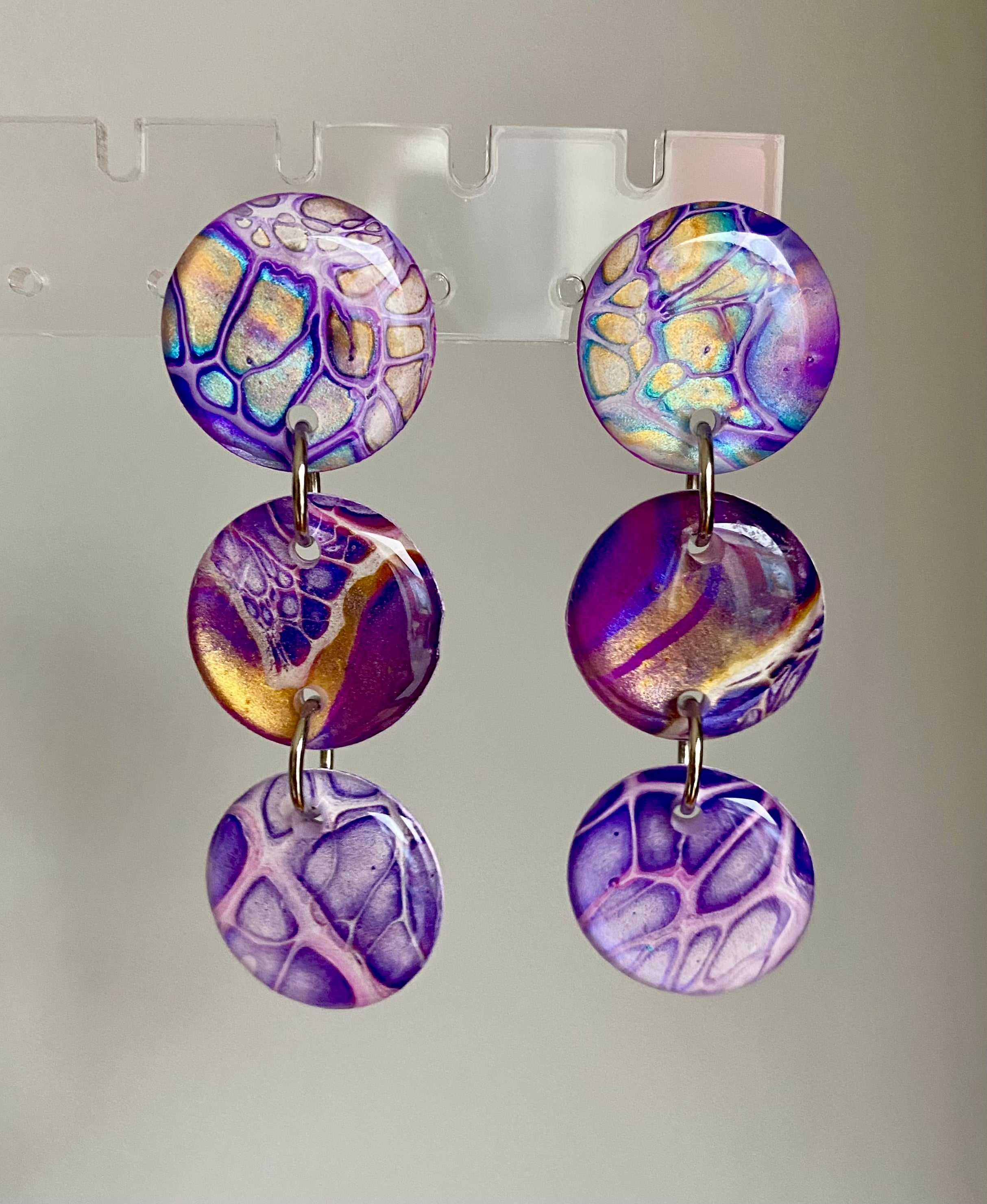 Artisan Hand Painted Stud Dangle Earrings
