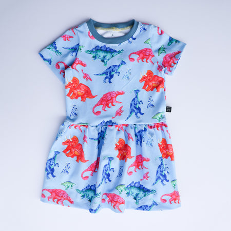 Rainbow dinosaur organic cotton dress 2026-27
