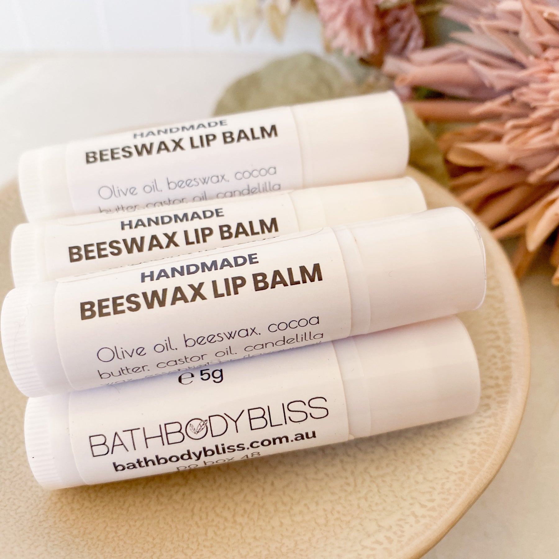 Handmade Beeswax or Vegan Natural Lip Balm with natural flavours