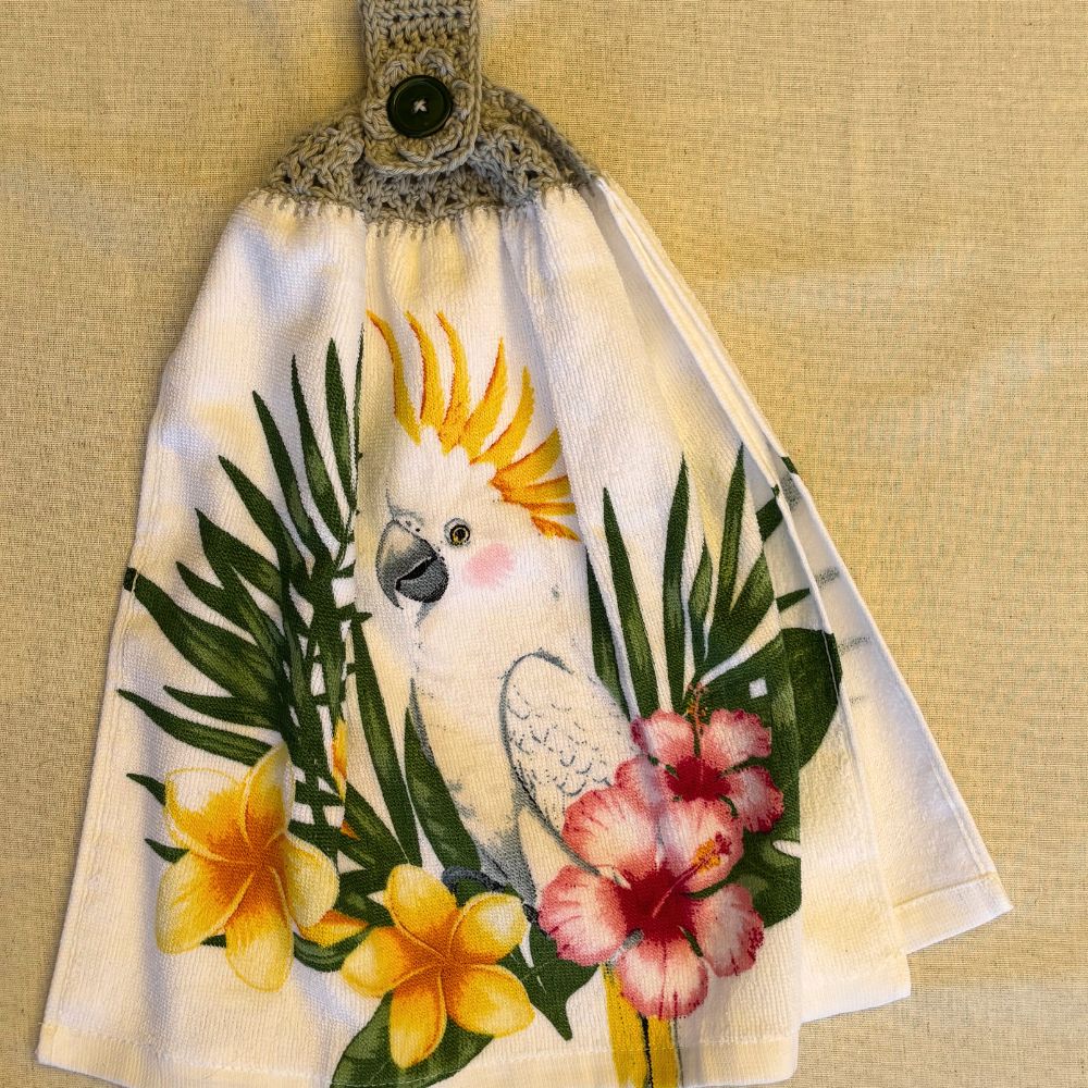 Crochet-Topped Cotton Hanging Towel - AUSTRALIAN