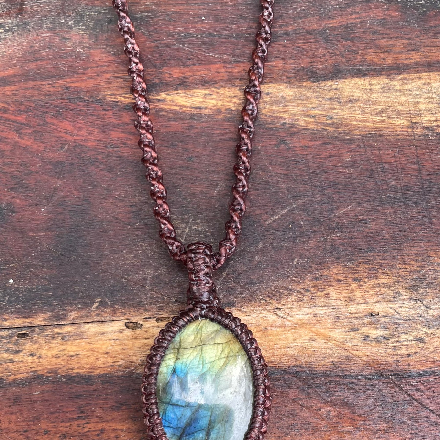 Labradorite Pendant, boho macrame necklace, adjustable