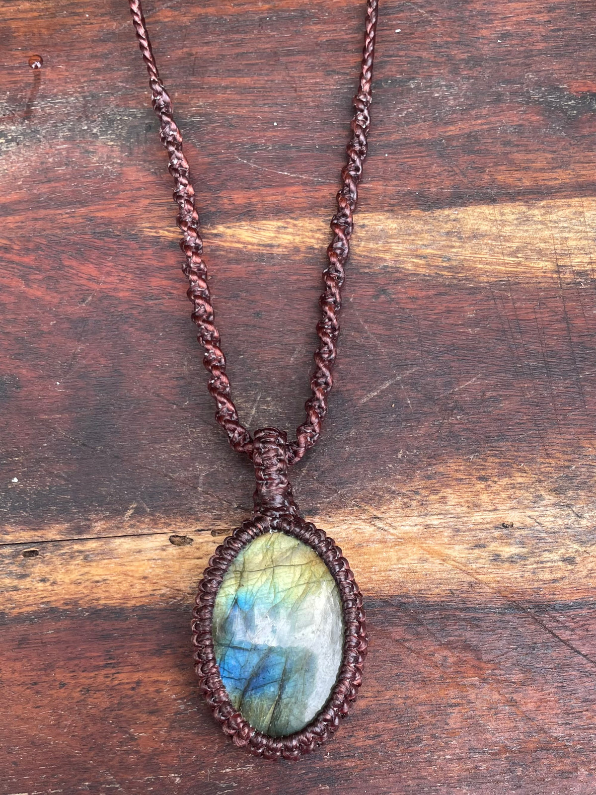 Labradorite Pendant, boho macrame necklace, adjustable