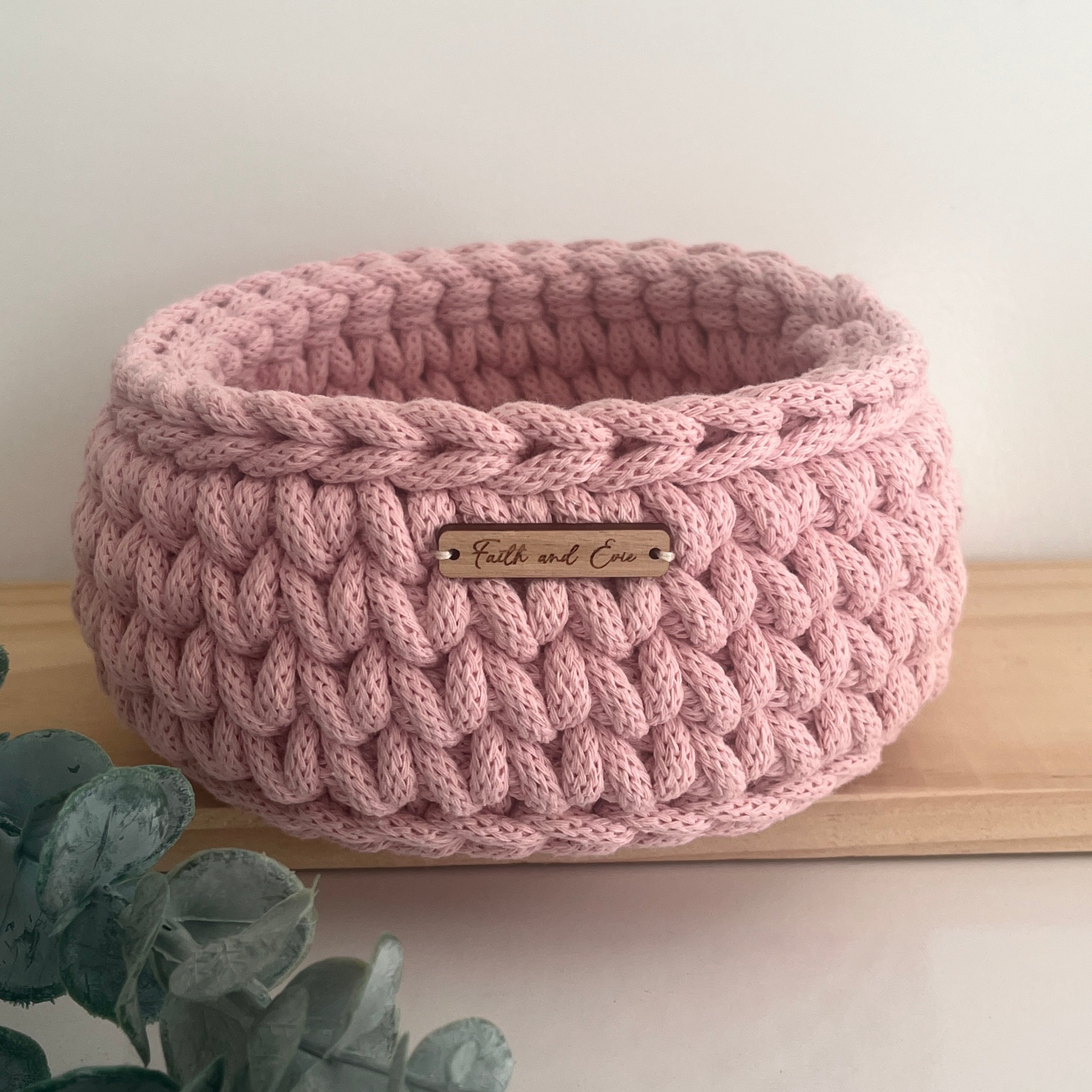 Small Crochet Basket - in Pastel Pink