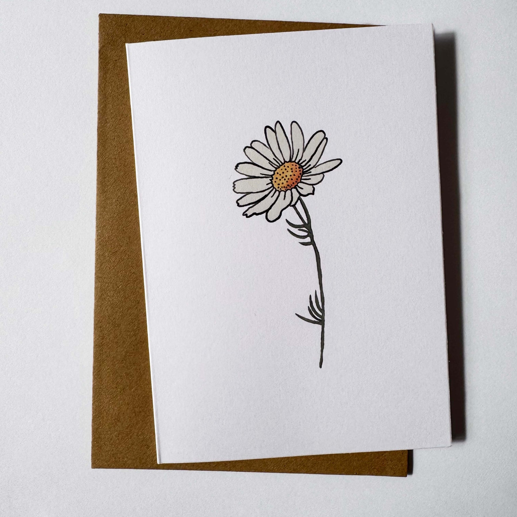 Daisy Cards: Hand-Drawn Floral Illustration, Recycled Card (Set of 2)