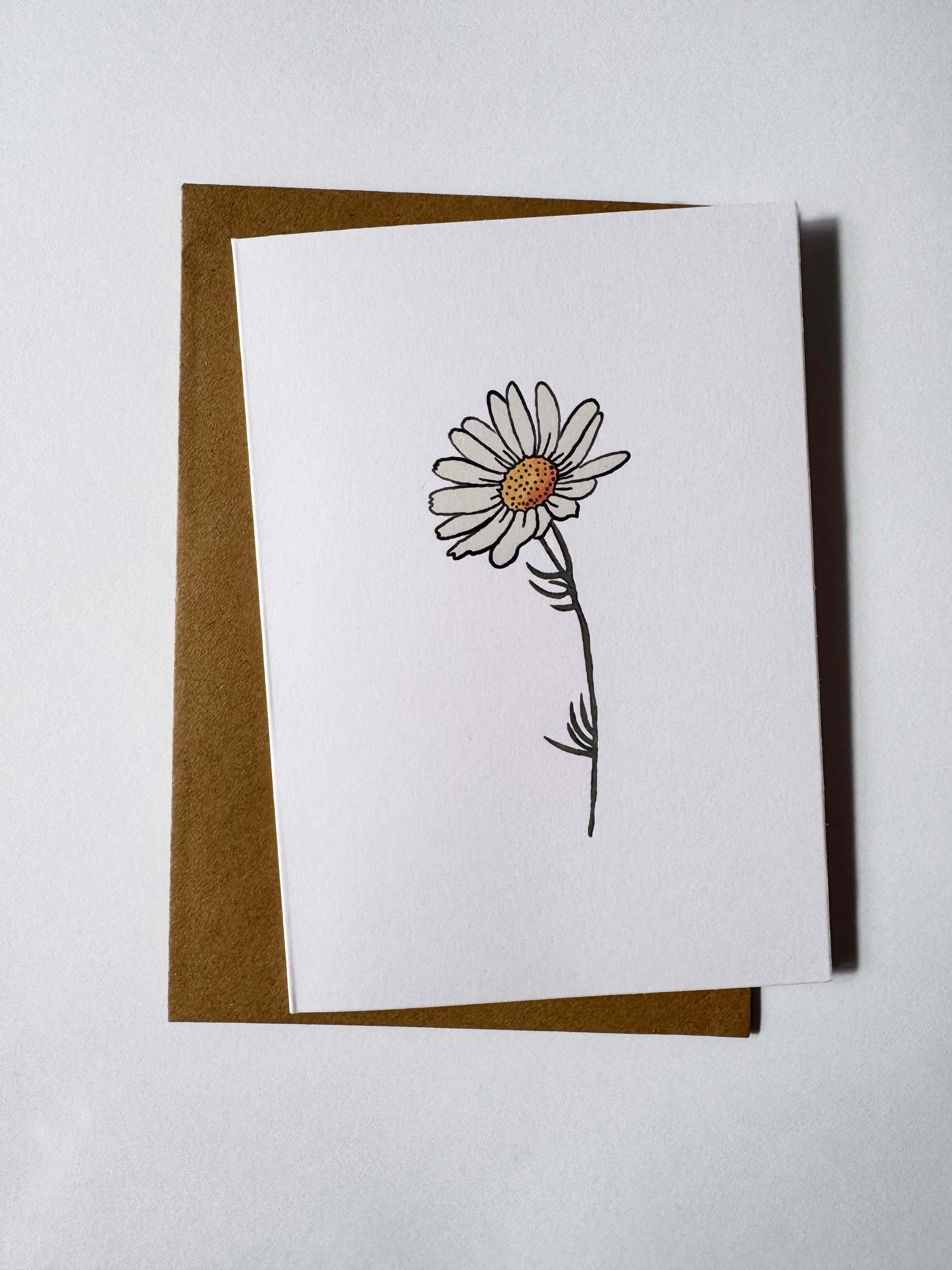 Daisy Cards: Hand-Drawn Floral Illustration, Recycled Card (Set of 2)
