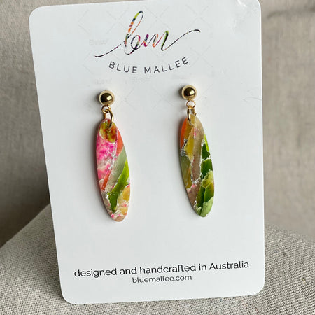 Moss Agate Polymer Clay Studs - Stone Drops