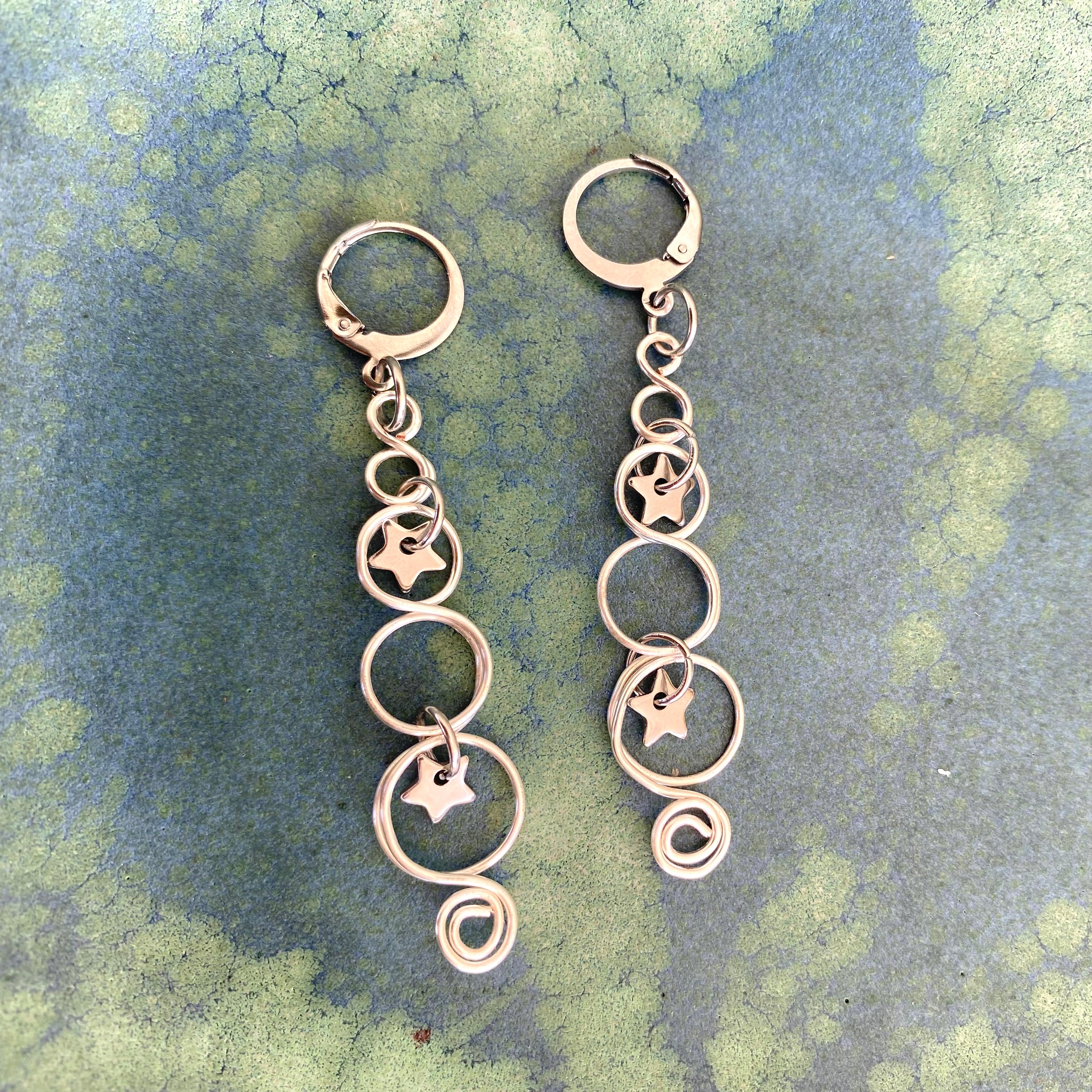 Silver Christmas Tree Earrings With Twinkling Stars | Christmas Jewellery