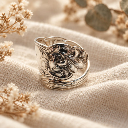 1908 Fleur de Lis Spiral Spoon Ring