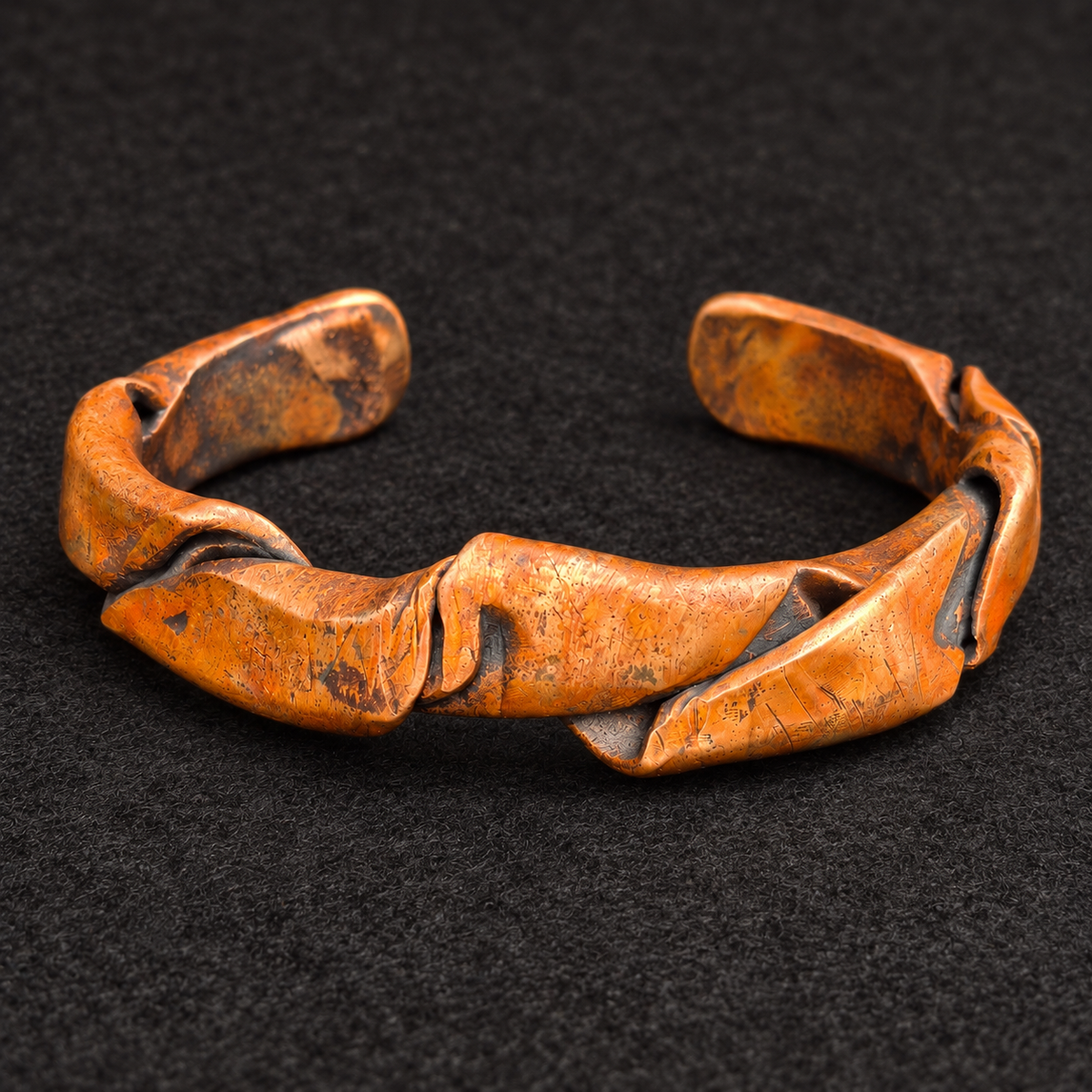 Sculptural Folded Copper Cuff Bracelet B001