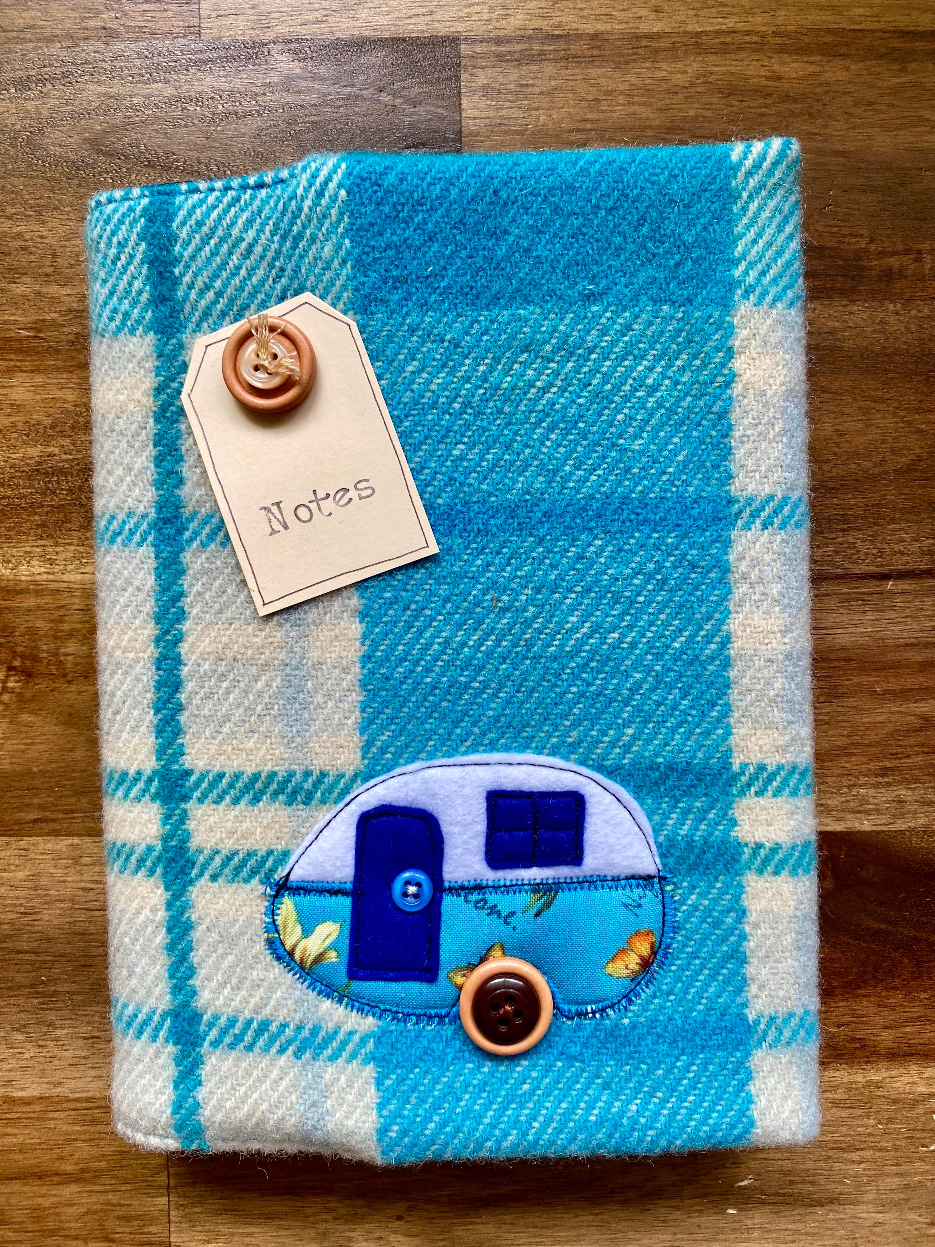 A5 Upcycled Notebook Vintage Caravan - Blue