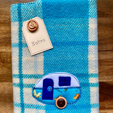 A5 Upcycled Notebook Vintage Caravan - Blue