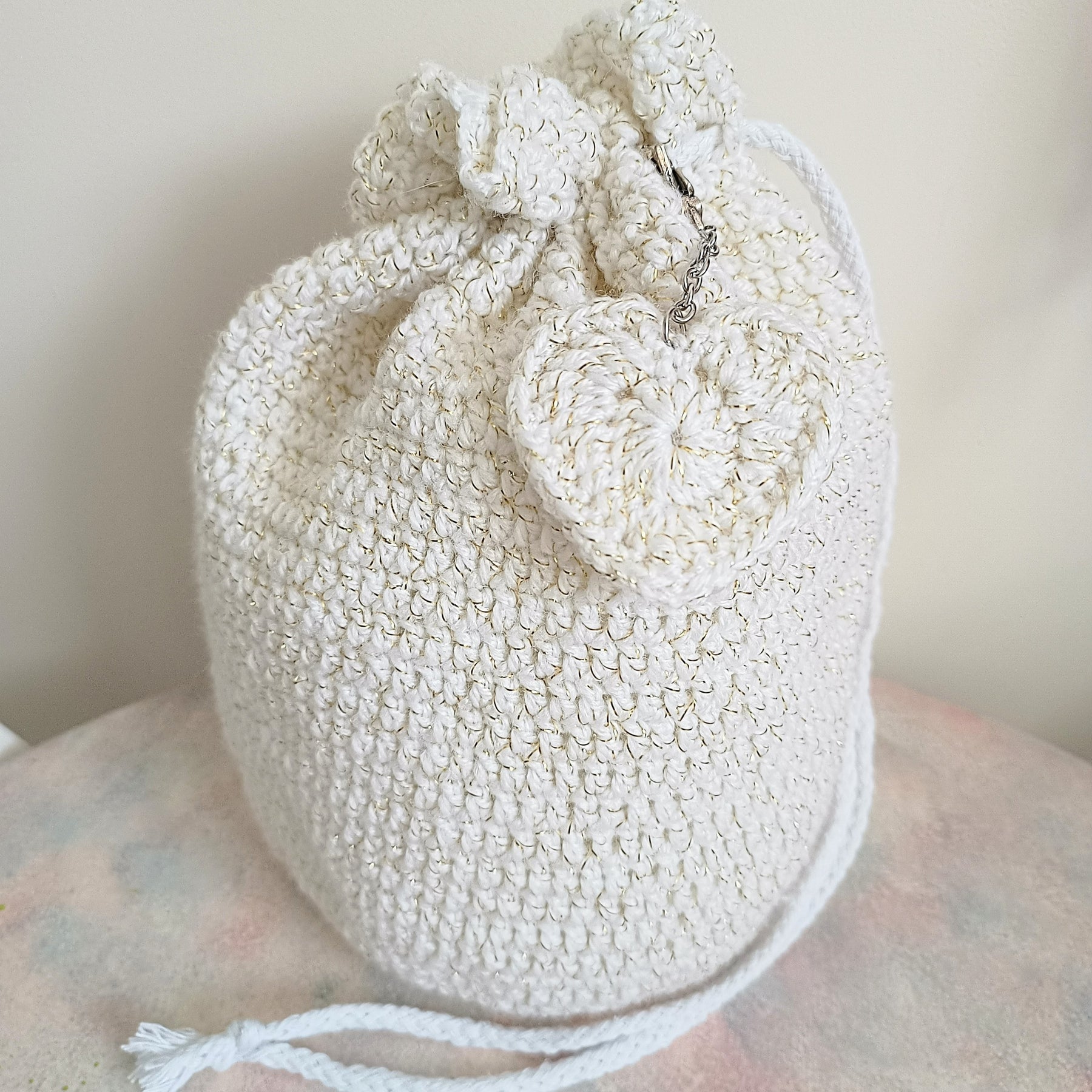 Crochet Glitter Acrylic Drawstring Bag Plus