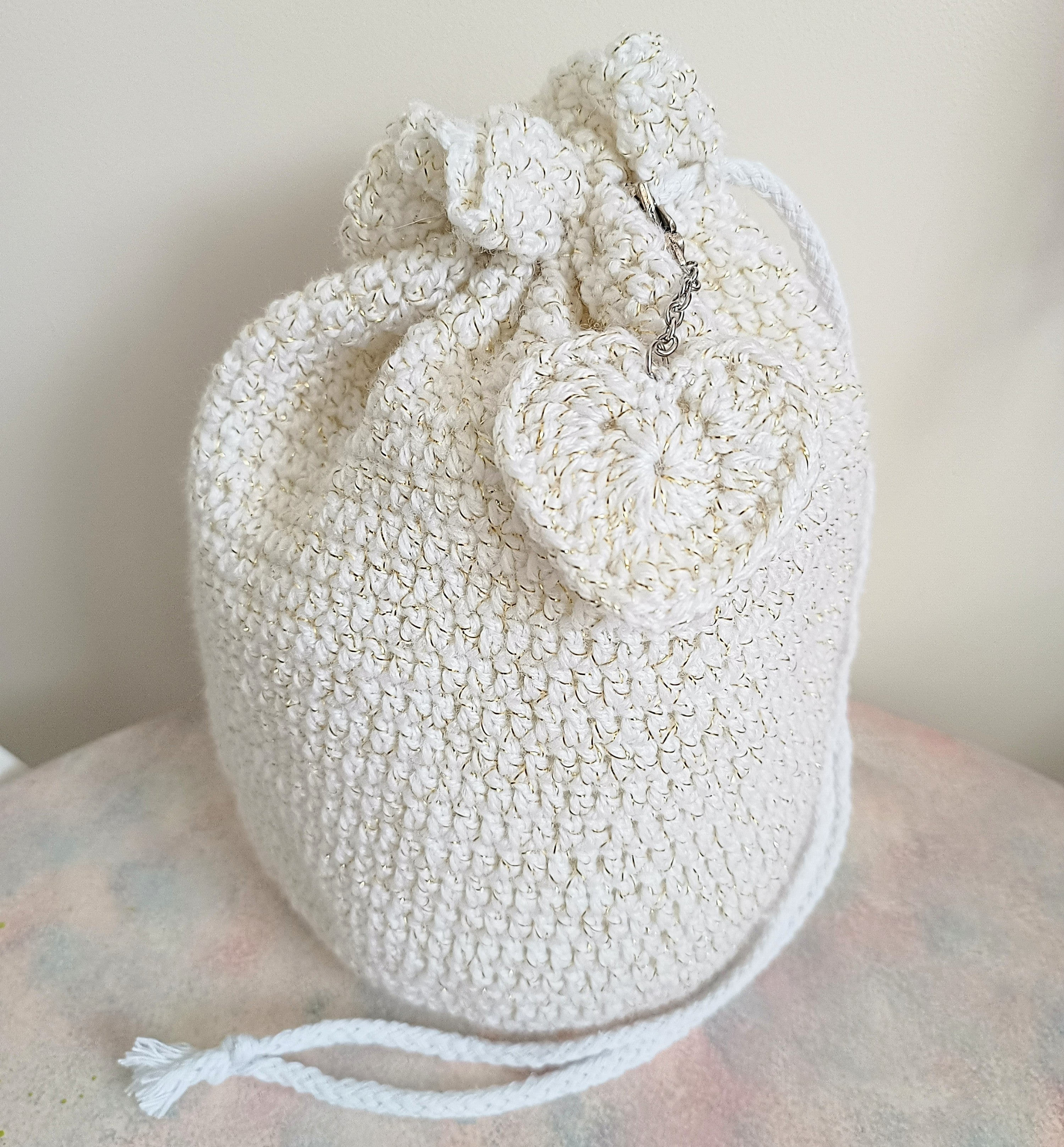 Crochet Glitter Acrylic Drawstring Bag Plus
