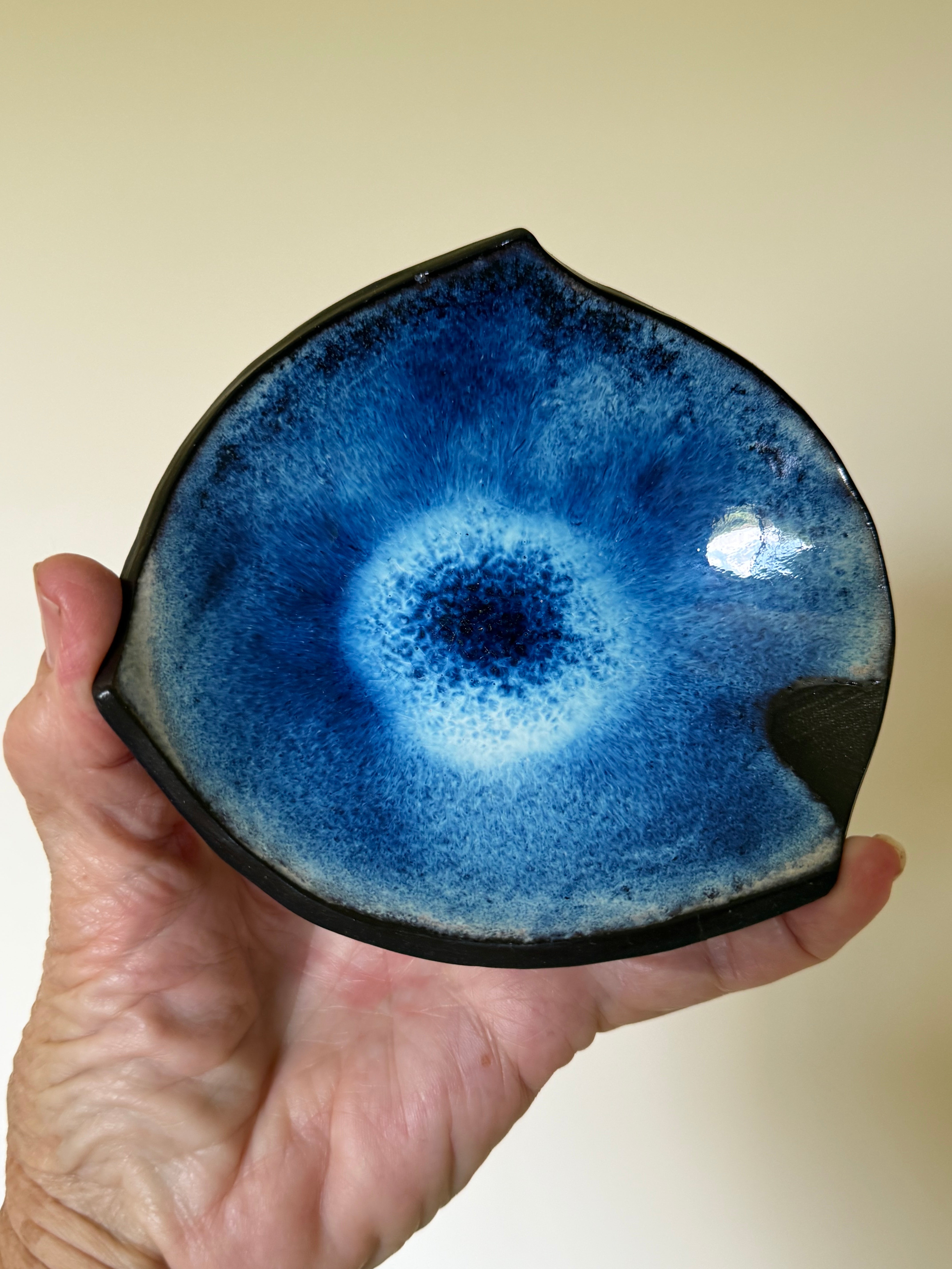 Small asymetrical blue dish