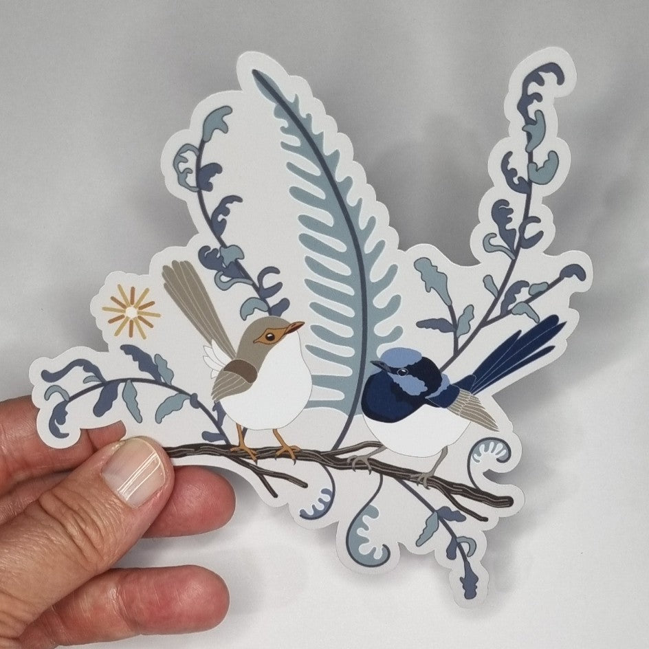 Superb Fairy Wrens on a Straight Branch Sticker