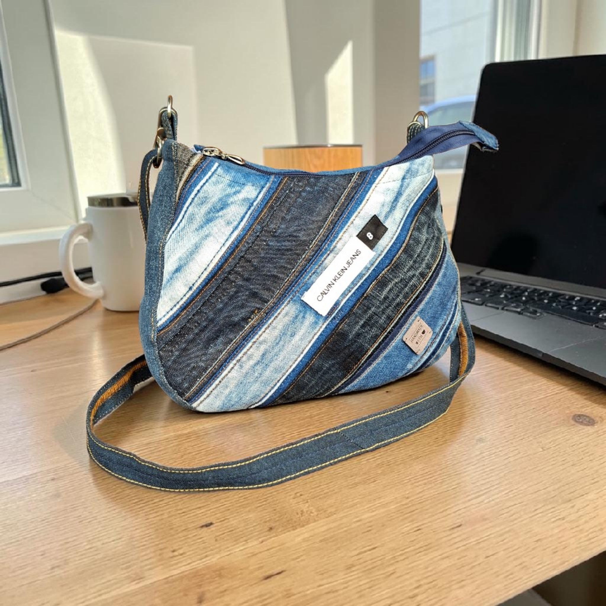 Recycled Calvin Klein Blue Denim Shoulder Bag