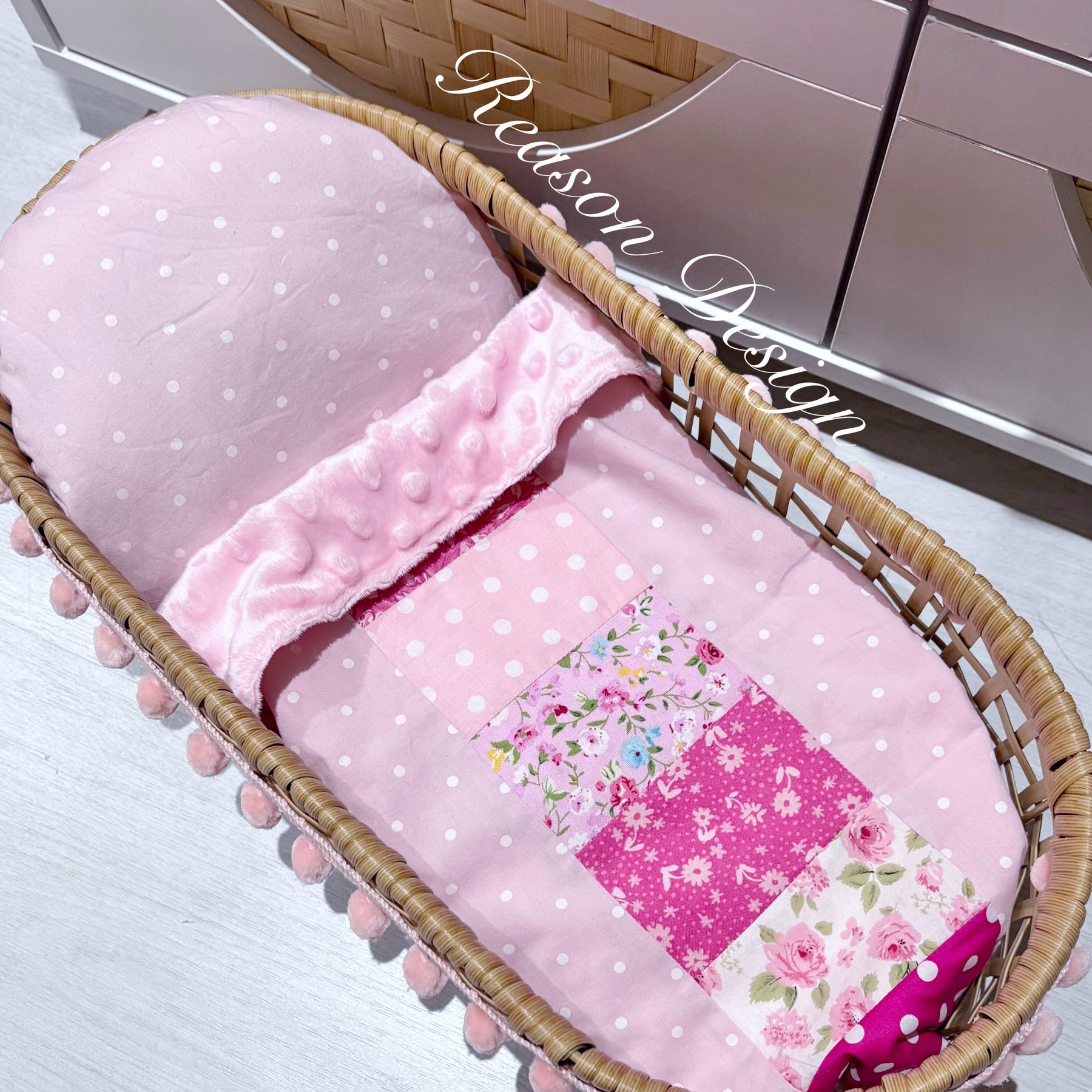 Handmade Doll Bedding Set – Fits Kmart & Target Doll Pram/Bassinet | Pillow & Minky Blanket | Toy Nursery Accessories