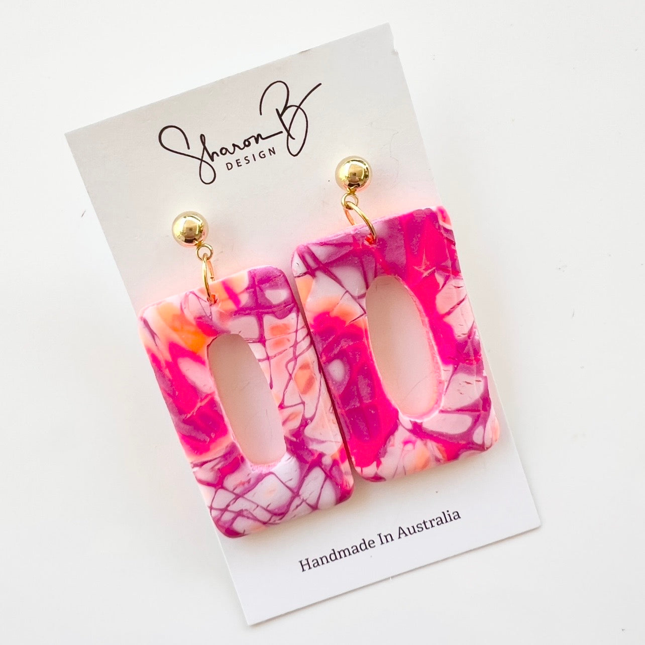 Earrings ~Polymer Clay ~ Hot Pink ~ Resin Dangles