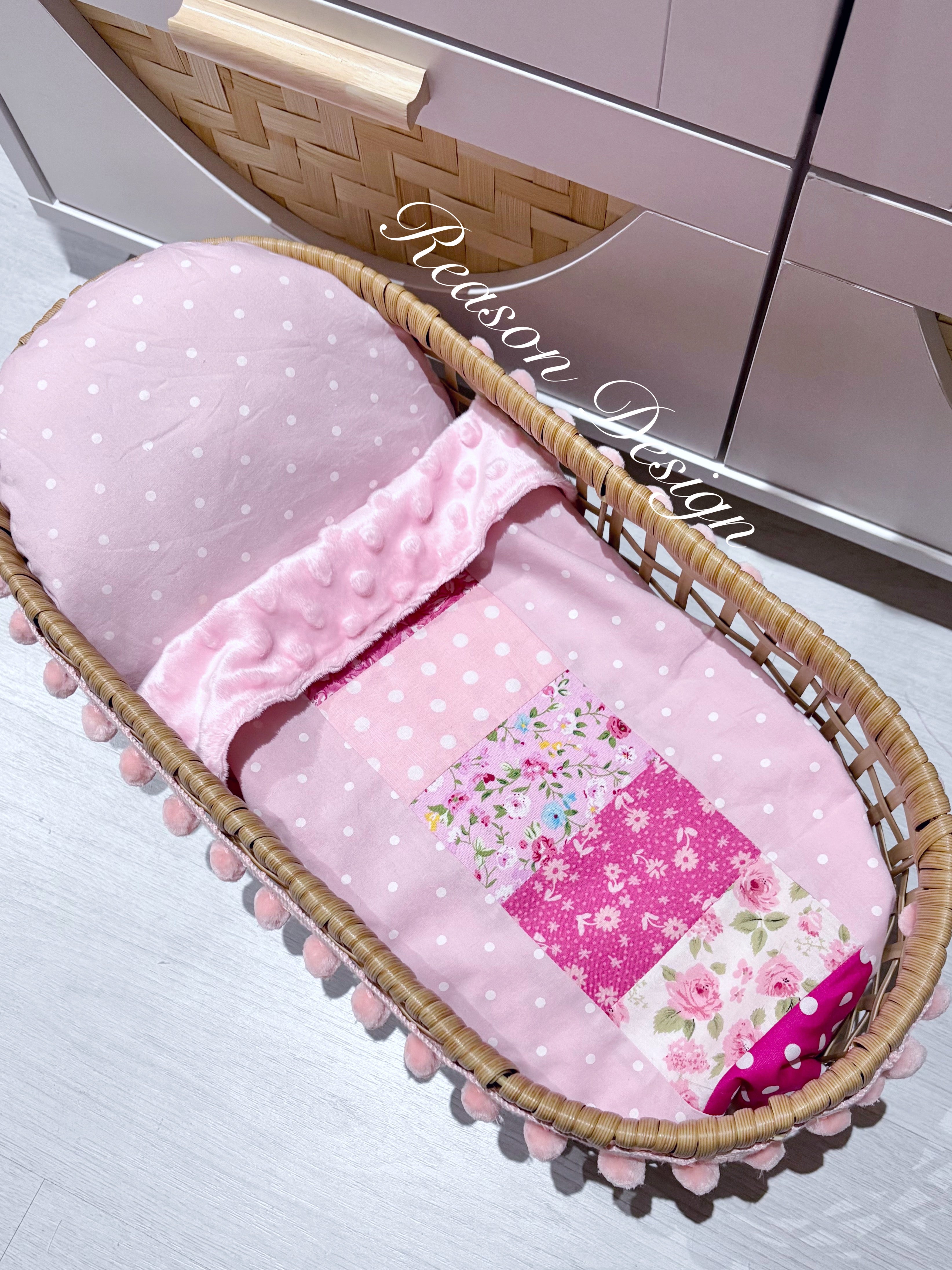 Handmade Doll Bedding Set – Fits Kmart & Target Doll Pram/Bassinet | Pillow & Minky Blanket | Toy Nursery Accessories