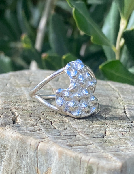 Coral Impressions Double Band Ring — Sterling Silver
