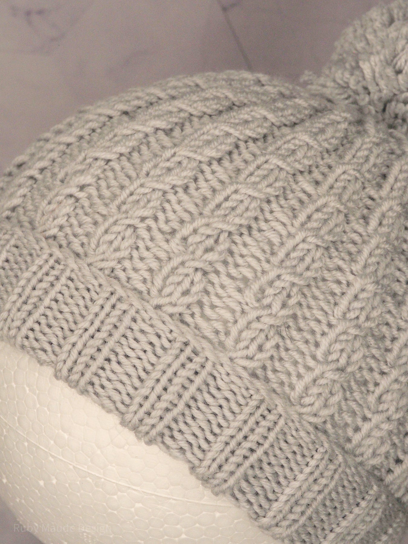 Baby Cabled Beanie - Bunny Tail Grey