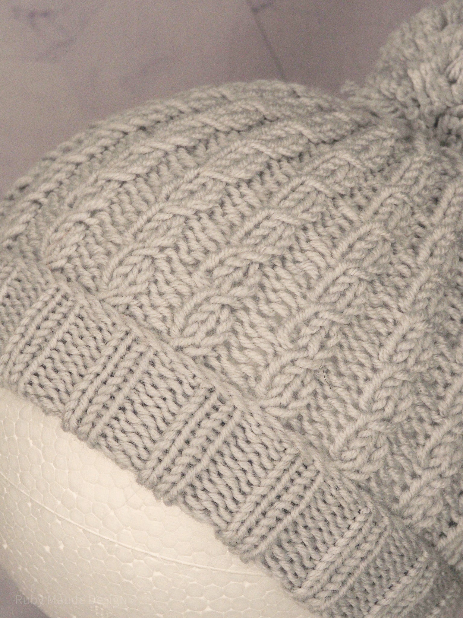 Baby Cabled Beanie - Bunny Tail Grey