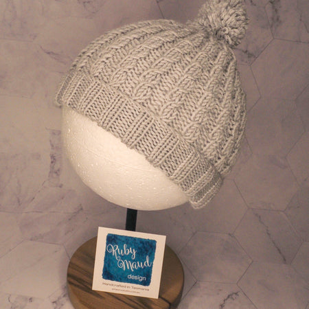 Baby Cabled Beanie - Bunny Tail Grey