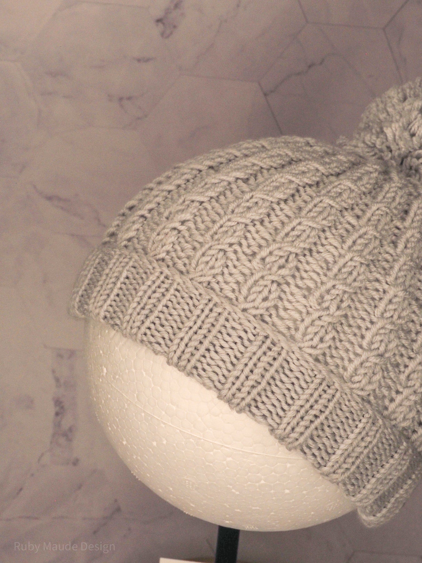 Baby Cabled Beanie - Bunny Tail Grey