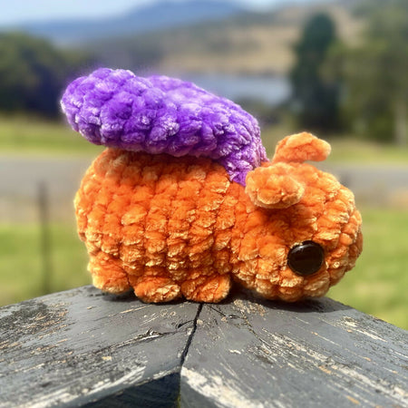 Love Bug Small Soft Plush Crochet Toy Orange Purple