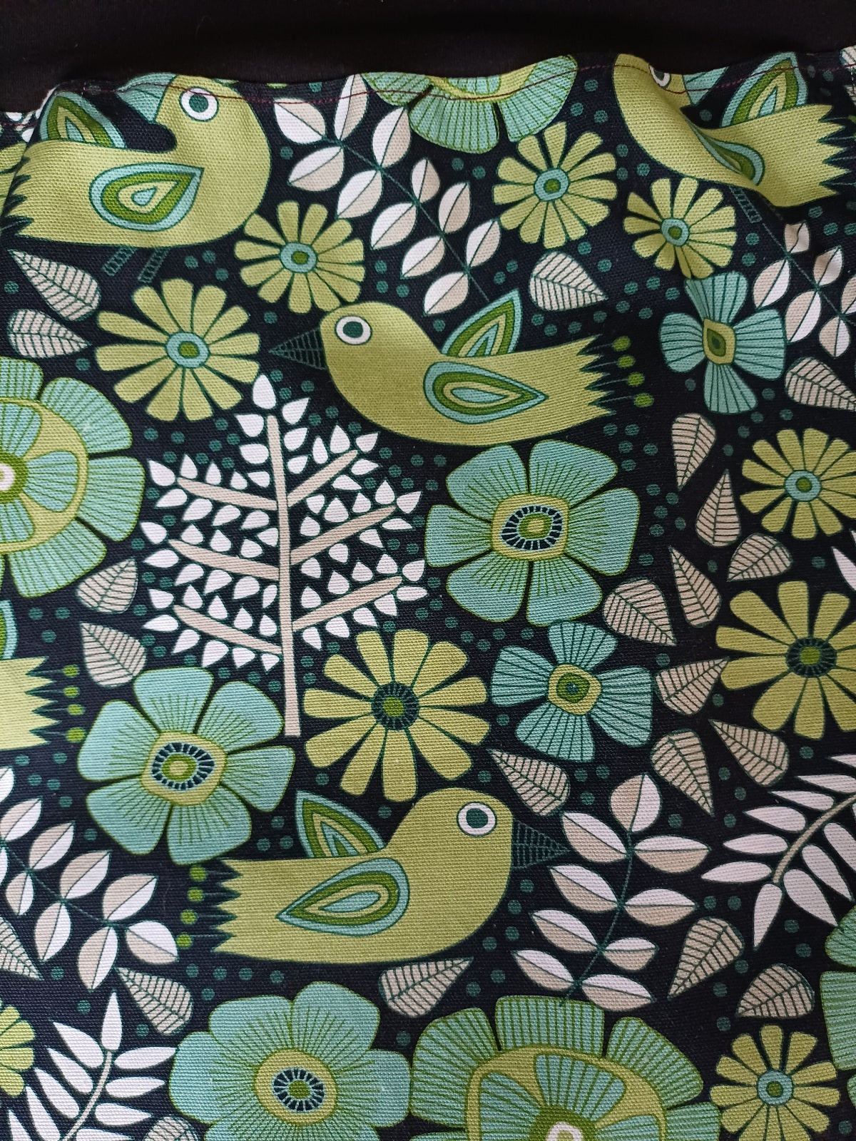 Bird Skirt in Green and Blue with Denim