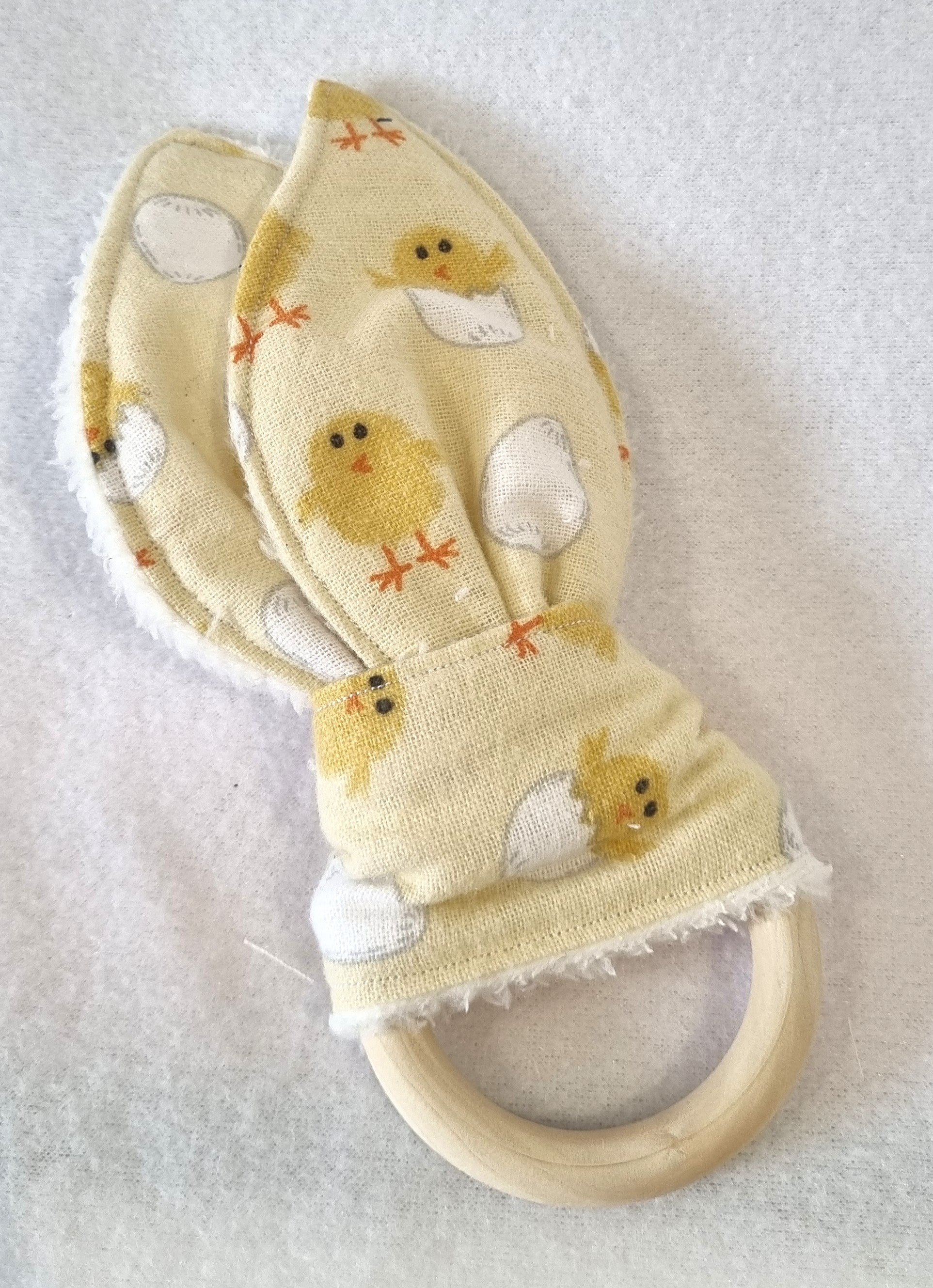 Handmade - Yellow Chicken Themed - 3 options available - Taggy, Bib and Teething Ring - BB04