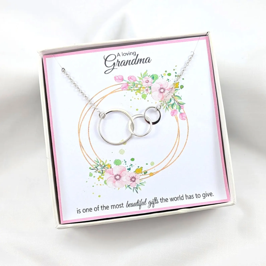 Grandma Nanna Interlocking Circle Necklace,Mothers Day Gift