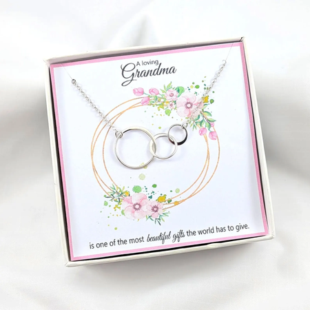 Grandma Nanna Interlocking Circle Necklace,Mothers Day Gift