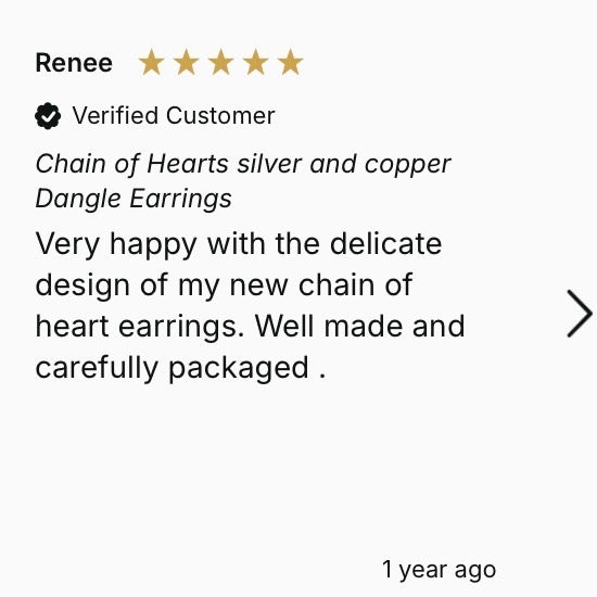 Chain of Hearts dangle earrings  | Sterling silver or Gold-filled | Birthday Valentine Anniversary gift