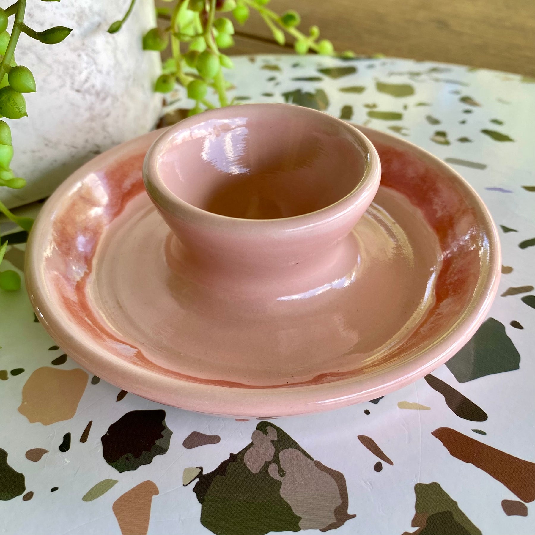 Ceramic Egg Cup with Spoon Rest|Handmade Pottery