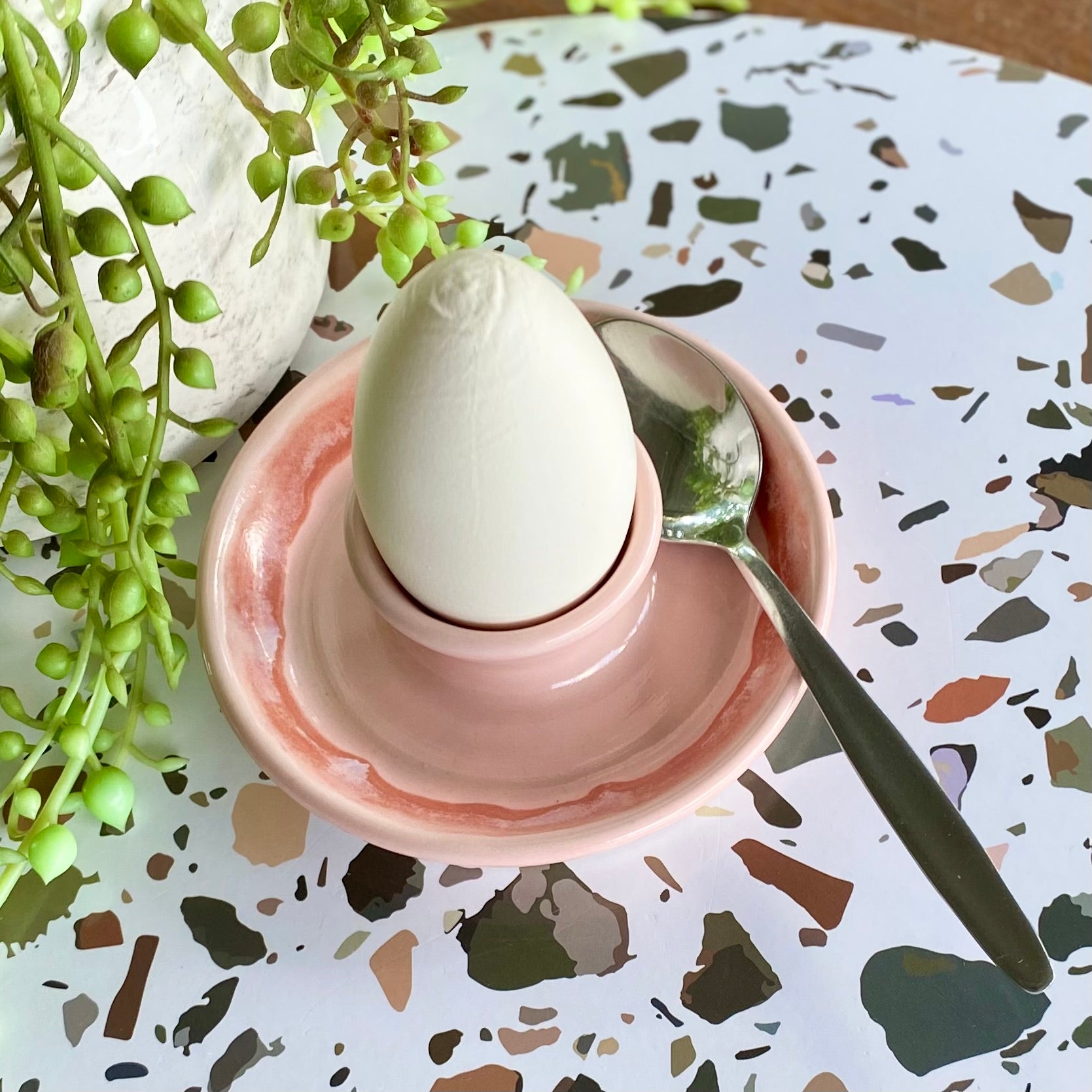 Ceramic Egg Cup with Spoon Rest|Handmade Pottery
