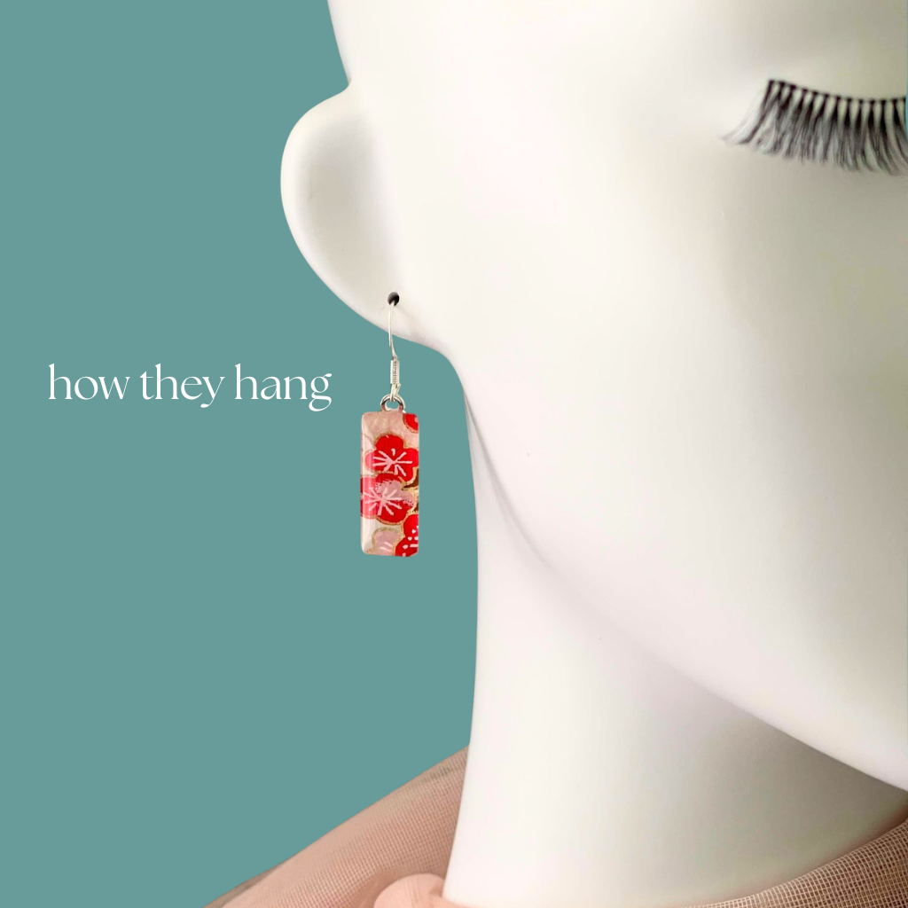 Red Flower Earrings • Handmade with Cherry Blossom Japanese Papers