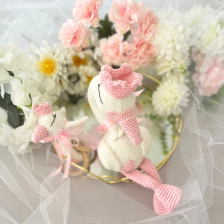 Handmade Crochet Princess Swan and Grasping Toy Baby Gift Set