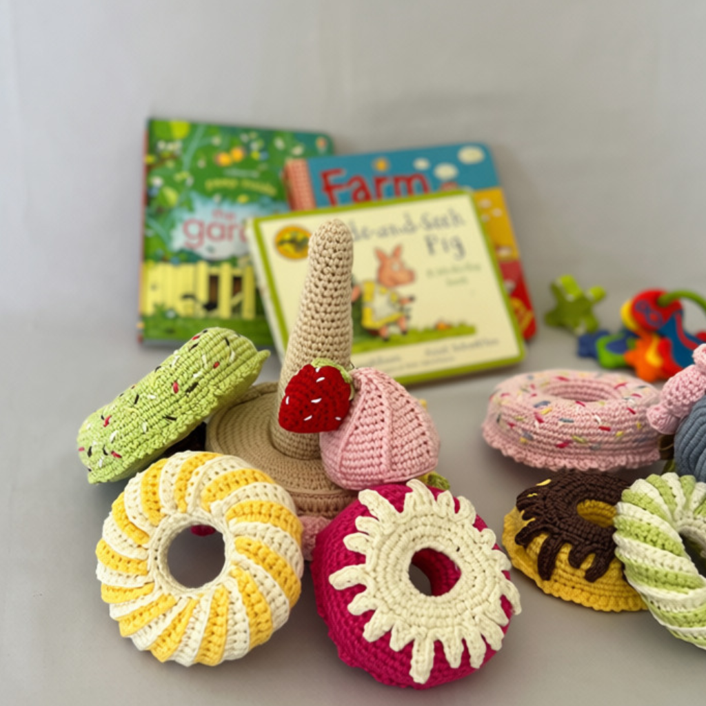 Crochet Stacking Toy Ice Cream Donuts, Crochet Stacking Toy