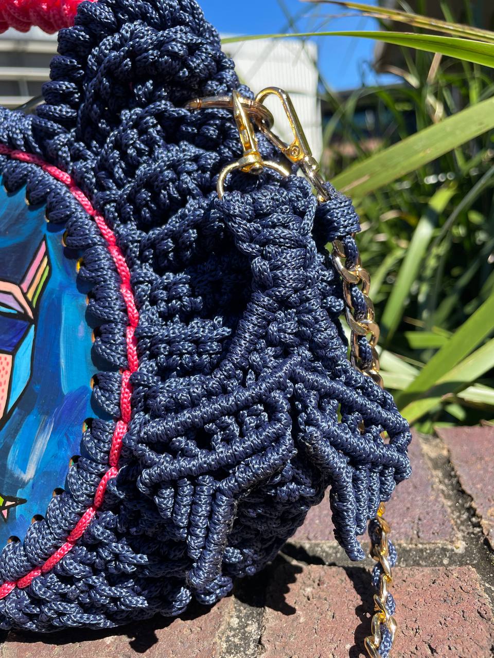 Whale Pop Art crochet bag