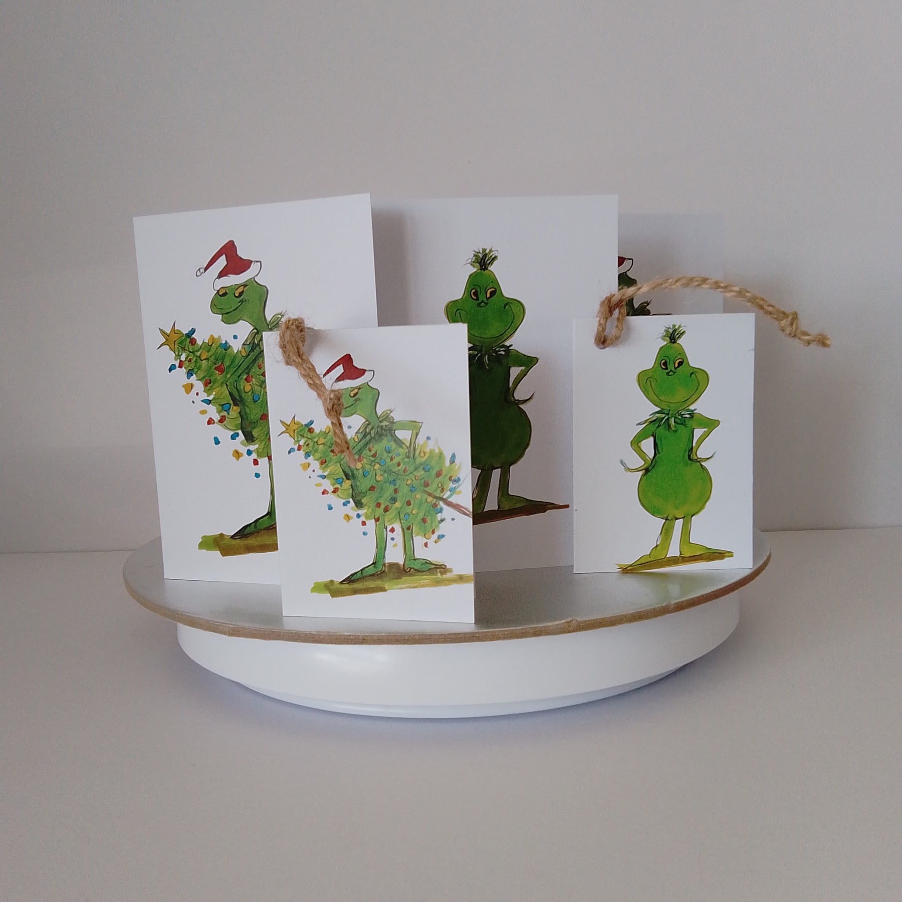 Grinch Christmas cards and tags