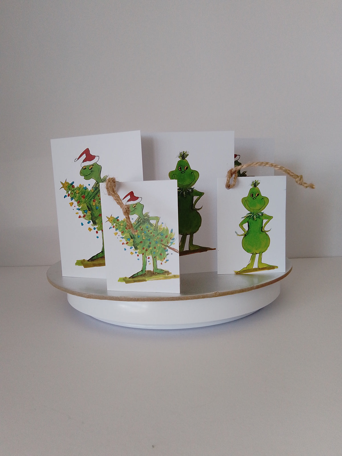Grinch Christmas cards and tags
